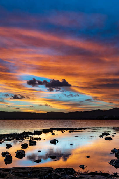 istock High cloud sunset waterscape with reflections by the bay 1303064088