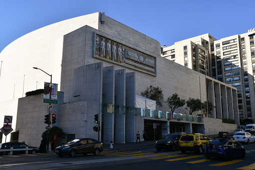 San Francisco, CA, USA - October 6, 2019: The California Masonic Memorial Temple on Nob Hill, which houses the Masonic Auditorium, the Grand Lodge of California, and the Henry W. Coil Library and Museum.