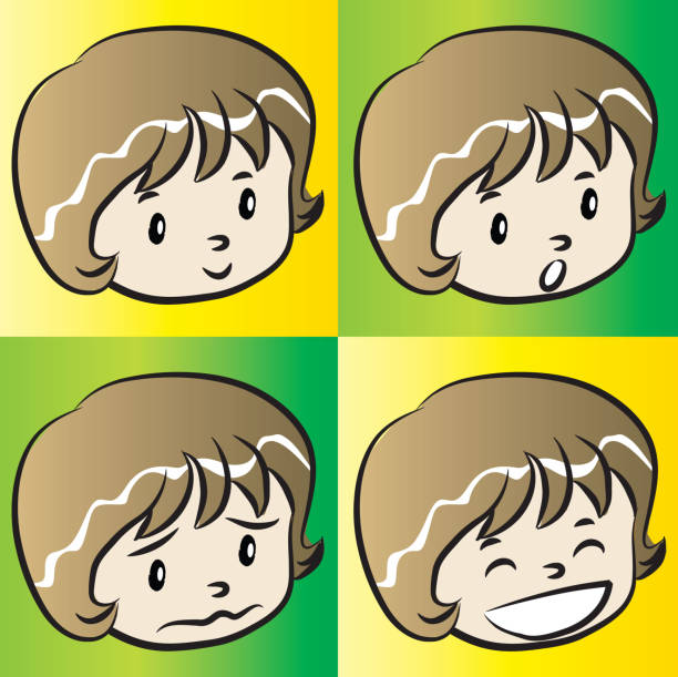 ilustrações, clipart, desenhos animados e ícones de vetor desenho animado cabelo curto menina rosto emoji conjunto - i love you cartoon love little girls