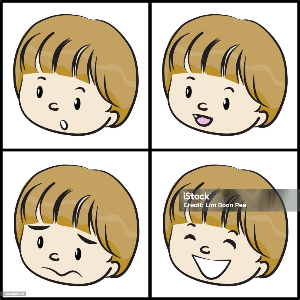 Vector Cartoon Short Hair Little Girl Face Emoji Set Stock Illustration -  Download Image Now - iStock