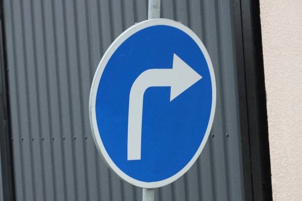 istock one round blue metal road sign direction indicator 1303069985