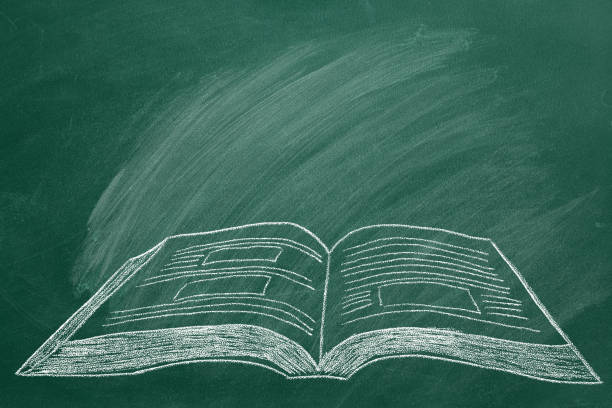 istock Drawing of opened book on blackboard 1303069992