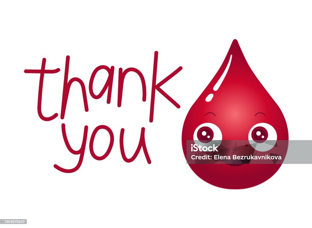 Vector Illustration Of Blood Drop Character 3d Effect Thank You Donor