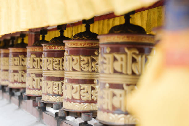 istock Prayer wheels in a buddhist temple, Himalayas, Nepal 1303082858
