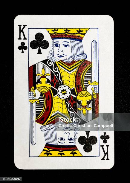 King Of Clubs Playing Card On Black Stock Photo - Download Image Now - King Card, King Of Clubs, Black Background