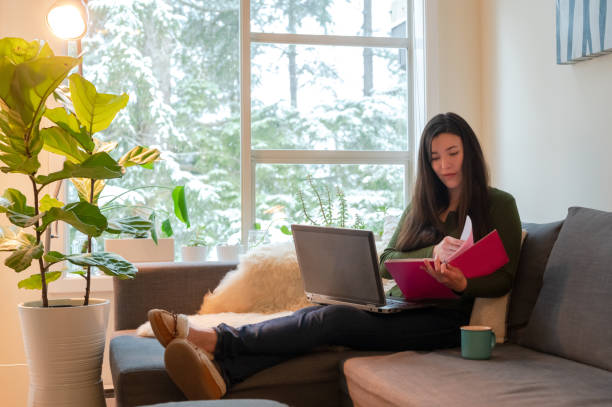 istock Woman working remotely from home 1303087172