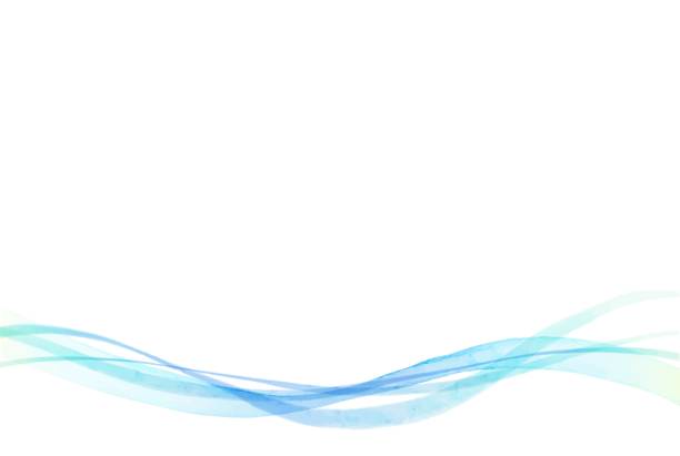 수채화 블루 라인 - backgrounds water wave white background stock illustrations