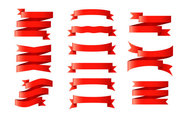 istock Set of ribbons, banners or wrapping tape isolated on background 1303092756