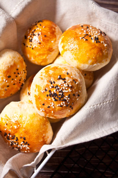 istock Fresh homemade whole grain burger buns with sesame 1303101426