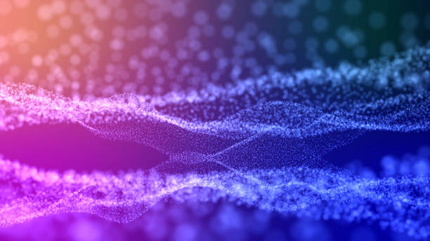 istock blurred bokeh waves particles. violet-blue gradient on a dark background. beautiful abstract background. universe of technology particle field abstract digital wave 1303102520
