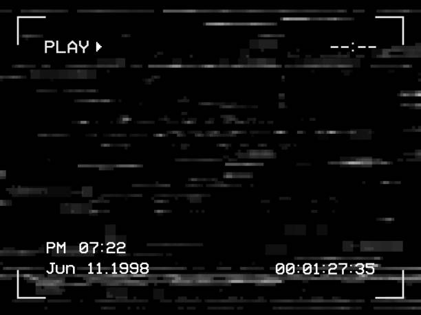 istock Play VHS tape noise, glitch TV screen background 1303105058