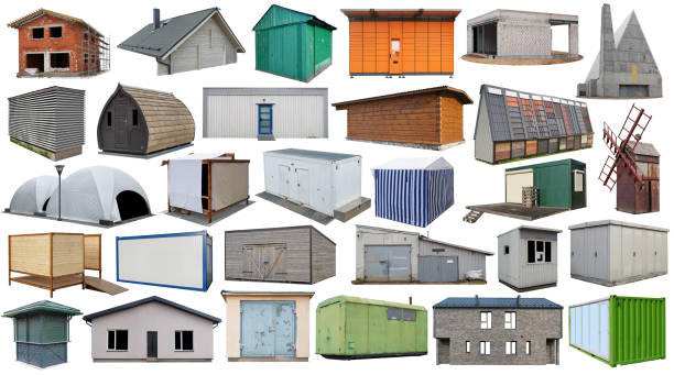 istock Unfinished buildings and city objects set. Isolated 1303108630