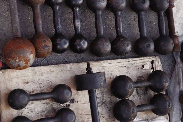 istock vintage old dumbbell weights home gum 1303109848