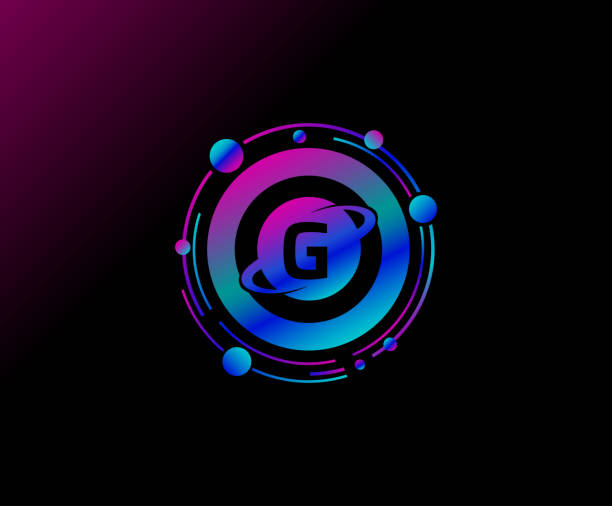 Modern ring planet G Letter with line of orbit. G Letter Design. Modern ring planet with line of orbit. Colorful abstract geometry planet . g star stock illustrations