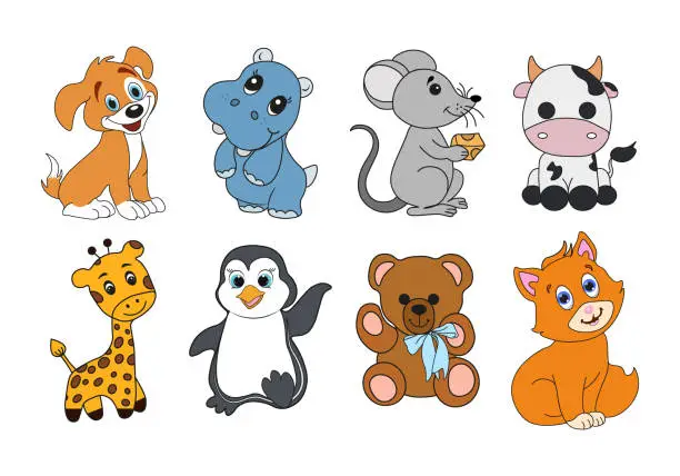 Vector illustration of Cartoon animals. set of animals Vector illustration