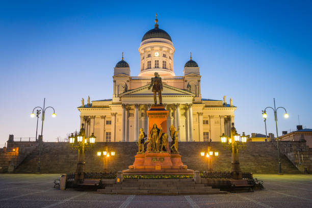 Helsinki, Finland - Aug 2, 2010:  Street view of the city in 2010.