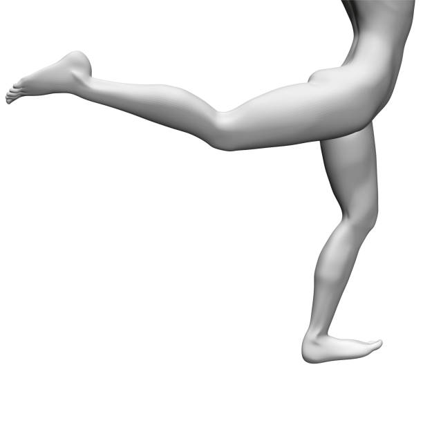 istock Realistic model of a girl with a leg held high. 3D. Vector illustration 1303125366