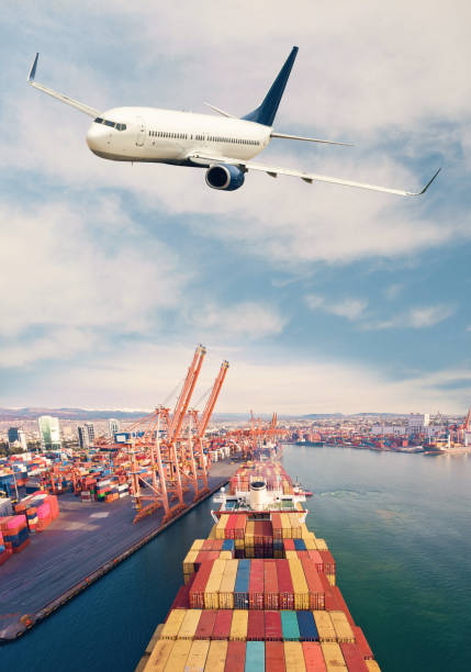 istock Logistics and transportation of Container Cargo ship and airplane. 1303125664