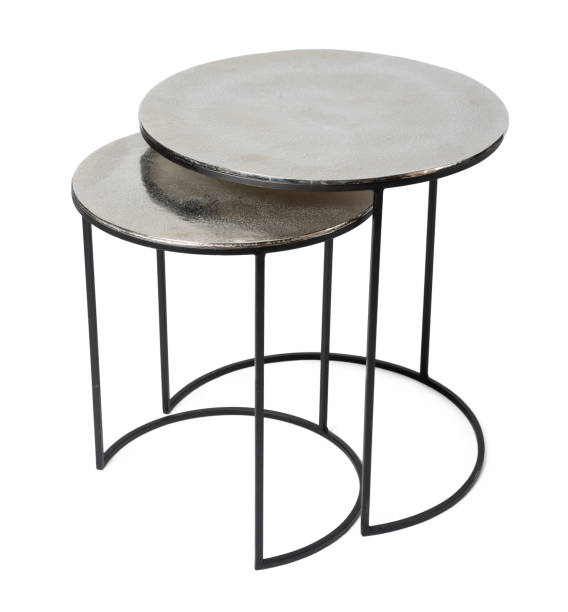 istock Stylish metal coffee table isolated on white 1303126599
