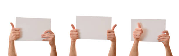 istock Set of three posters holding with both hands ok gesture 1303127075