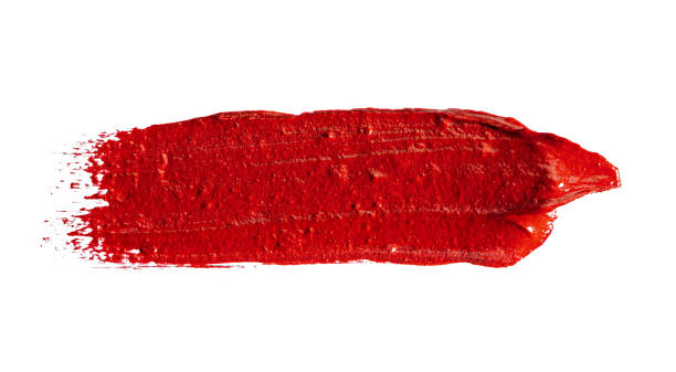 istock Stain swatch of a red matte lipstick on white background 1303127129
