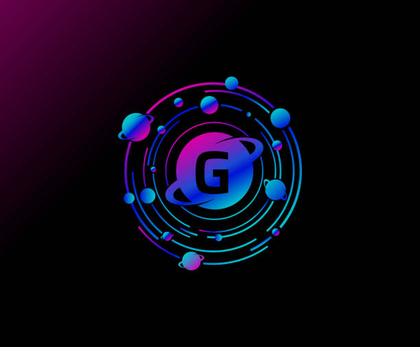 Circle G Letter Planet  Icon. Orbit G Letter Design. Modern planet with line of orbit. Colorful abstract Circle geometry planet . g star stock illustrations