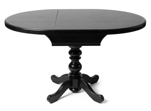 istock Oval wooden classic table isolated on white 1303127258