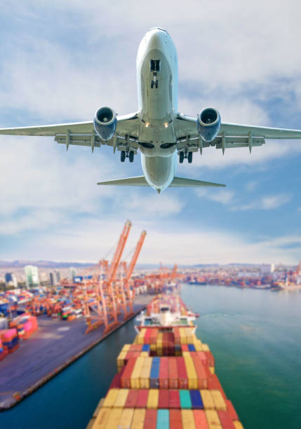 istock Logistics and transportation of Container Cargo ship and airplane. 1303127286