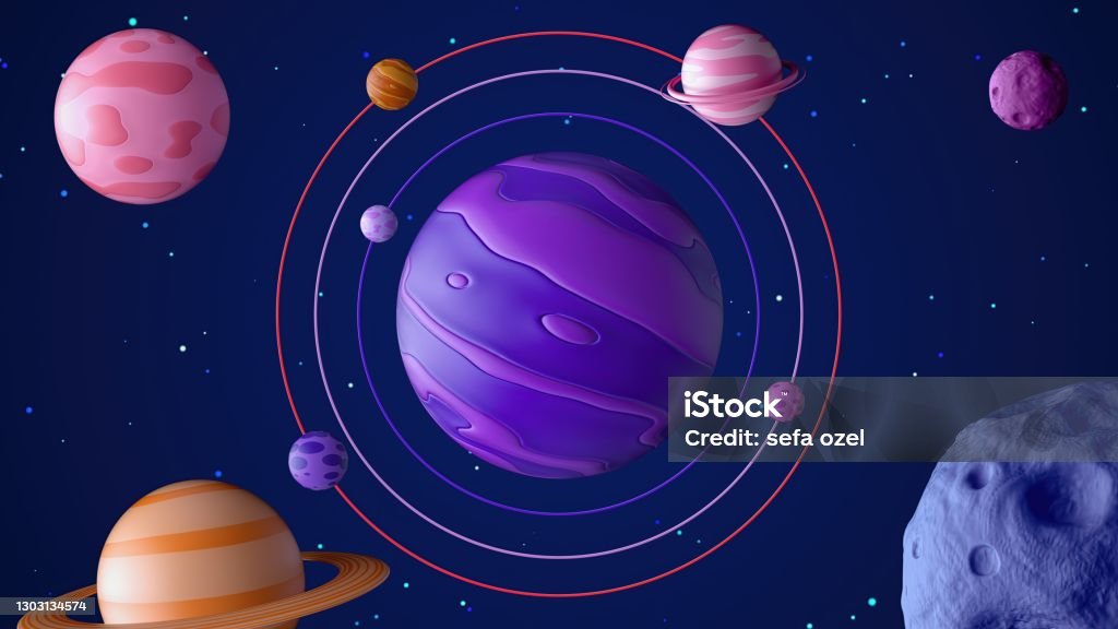 3D Outer Space Astronomy, Outer Space, Planet - Space, Space Exploration, Orbiting Three Dimensional Stock Photo