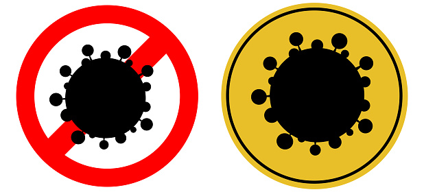 Danger Attention Sign Viral Danger Warning Virus On A Round Background ...