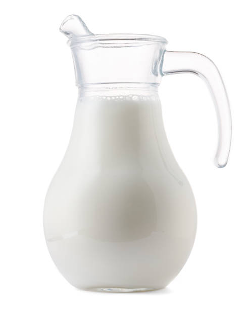 istock Glass milk jar isolated on white background 1303146846