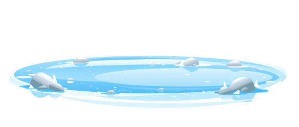 Frozen pond surface isolated vector art illustration