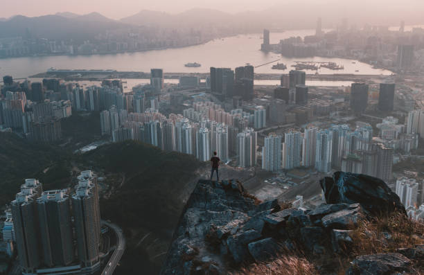 istock Person on suicide cliff in Hongkong 1303150400