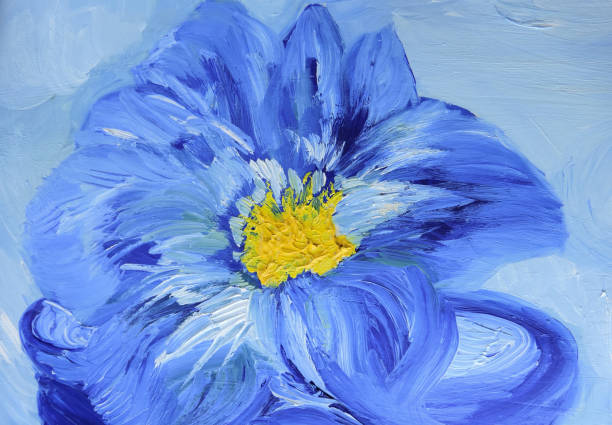 istock abstract paint texture on canvas, blue yellow  paint strokes. Hand drawn oil painting.  Color texture. Fragment of artwork. 1303155619