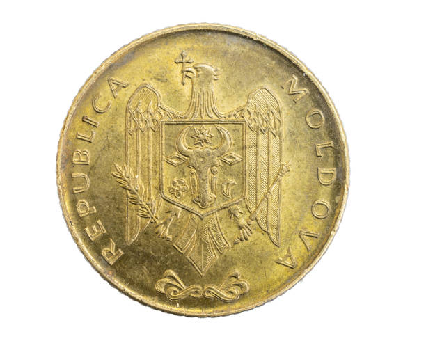 istock Moldova fifty bani coin on a white isolated background 1303157972