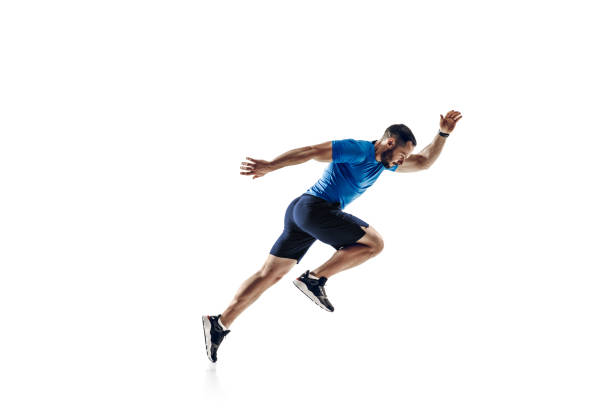 istock Caucasian professional male runner, athlete training isolated on white studio background. Copyspace for ad. 1303160956
