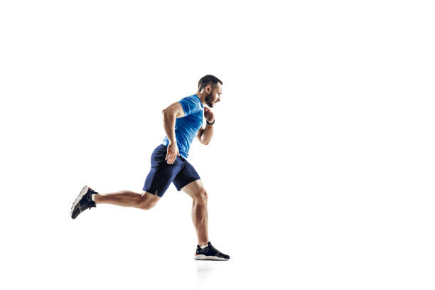 istock Caucasian professional male runner, athlete training isolated on white studio background. Copyspace for ad. 1303160963