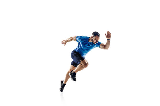 istock Caucasian professional male runner, athlete training isolated on white studio background. Copyspace for ad. 1303160965