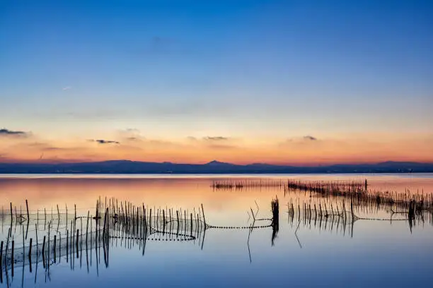 Landscape at sunset in the Albufera de Valencia, Spain