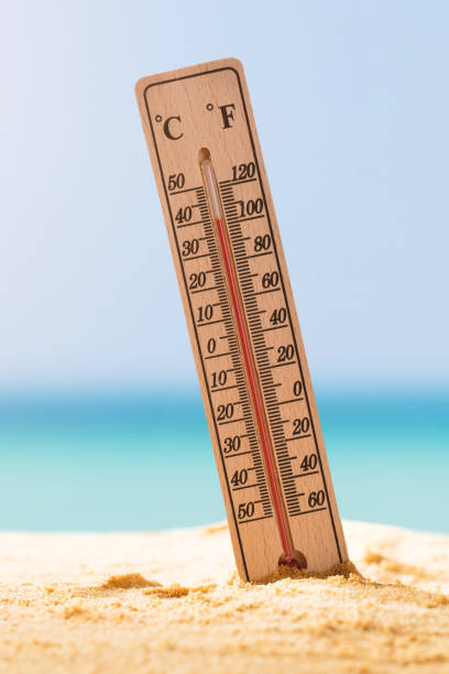 istock Close-up Of Thermometer On Sand 1303167023