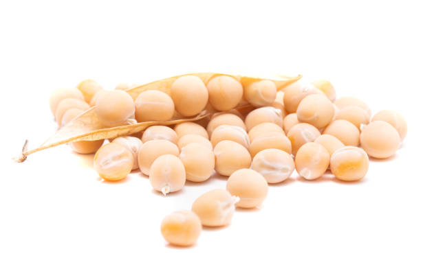 istock Yellow peas isolated on white background 1303169536