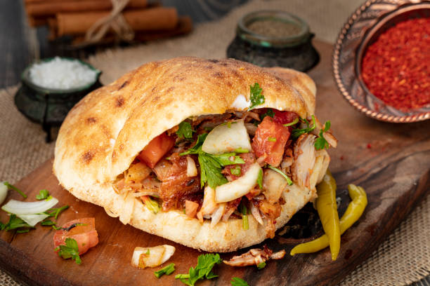 istock Turkish chicken doner sandwich. Fast food 1303170695