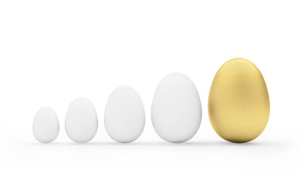 istock Row of graph of white eggs with one golden egg 1303174825