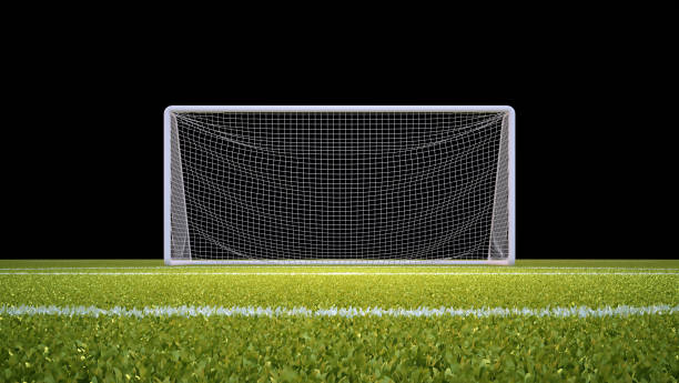 istock Soccer Goal Net Lawn Field Clipping Mask 1303179904