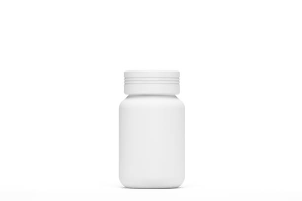 3d render. Illustration. Bottle of capsules mockup isolated stock photo