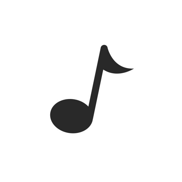 음악 노트, 노래, 멜로디 또는 음악 앱 및 웹 사이트에 대한 곡 플랫 벡터 아이콘 - treble clef three dimensional shape black sign stock illustrations