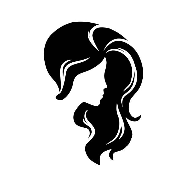 ilustrações de stock, clip art, desenhos animados e ícones de woman long hair icon - girl5