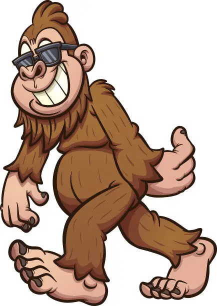 Vector illustration of Bigfoot walking