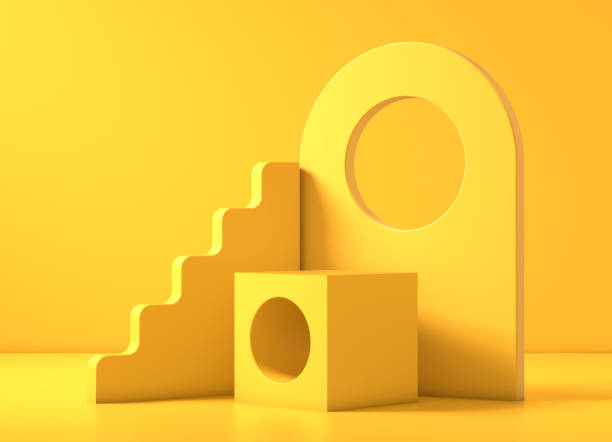 istock Abstract minimal geometry concept. Studio podium platform. Exhibition and business marketing presentation stage. 1303198171
