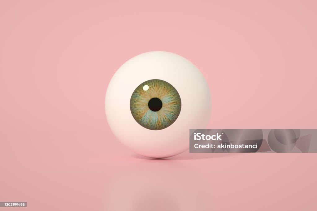 Glossy eyeball, eye iris on pink background 3d rendering of glossy eyeball, eye iris on pink background. Eye Stock Photo